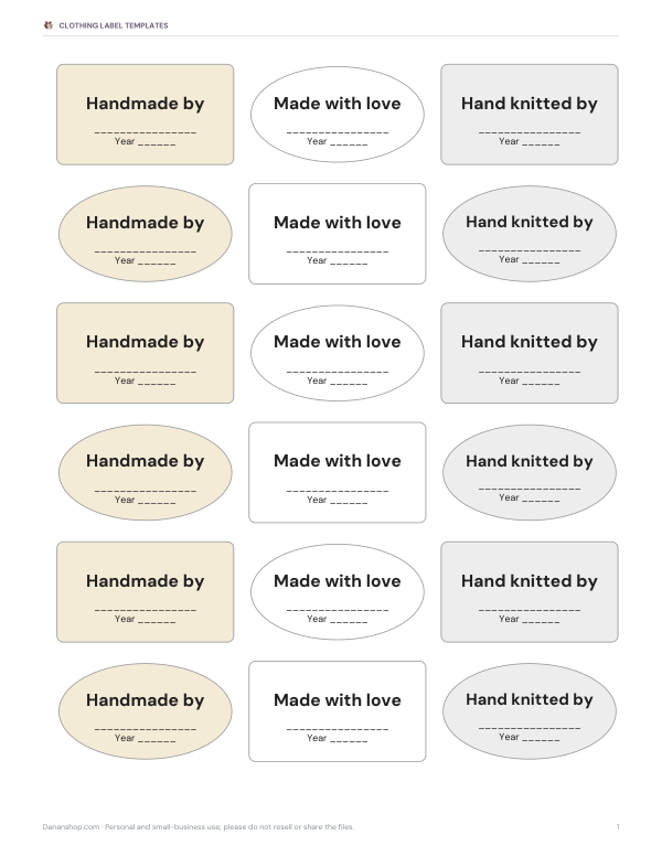 Preview of Printable Handmade Labels