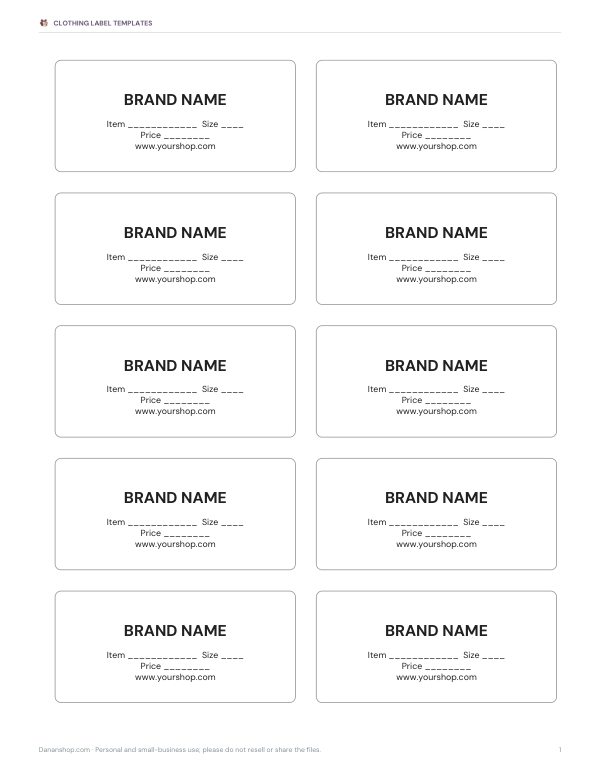 Preview of Printable Swing Tag Labels